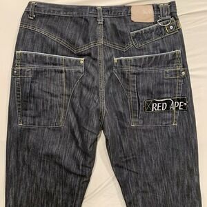 Red Ape Authentic Baggy Black Denim Jeans Mens Size 40X32 Y2K Skater Street Wear